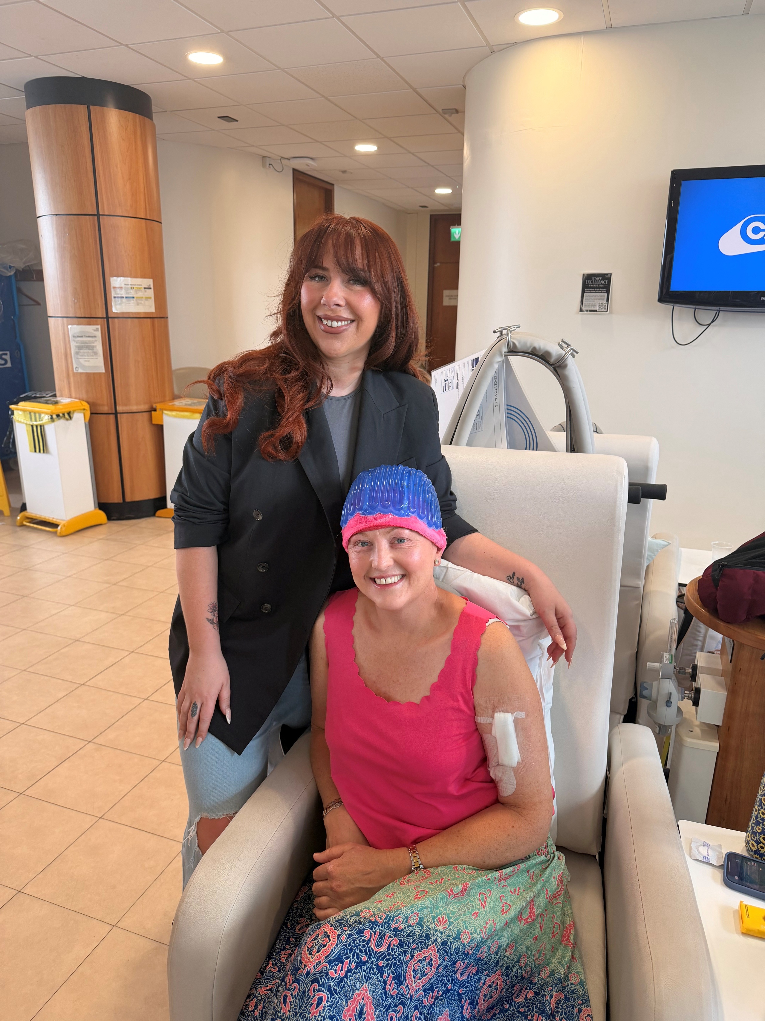 Patient Sinéad Maguire having cold cap therapy with Amy Burke 2.jpg