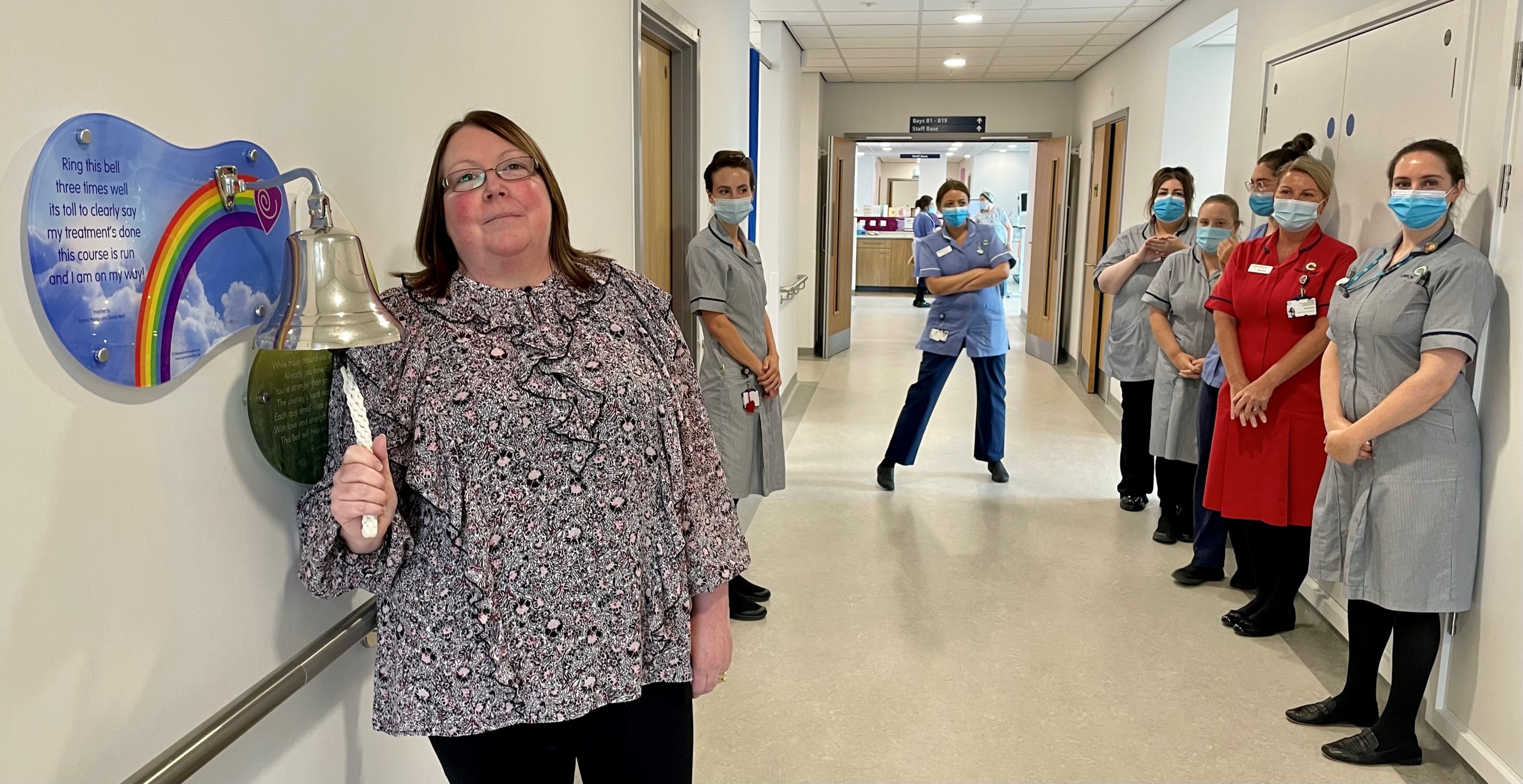 Ann Johnston rings the end of treatment bell at Clatterbridge Cancer Centre - Liverpool