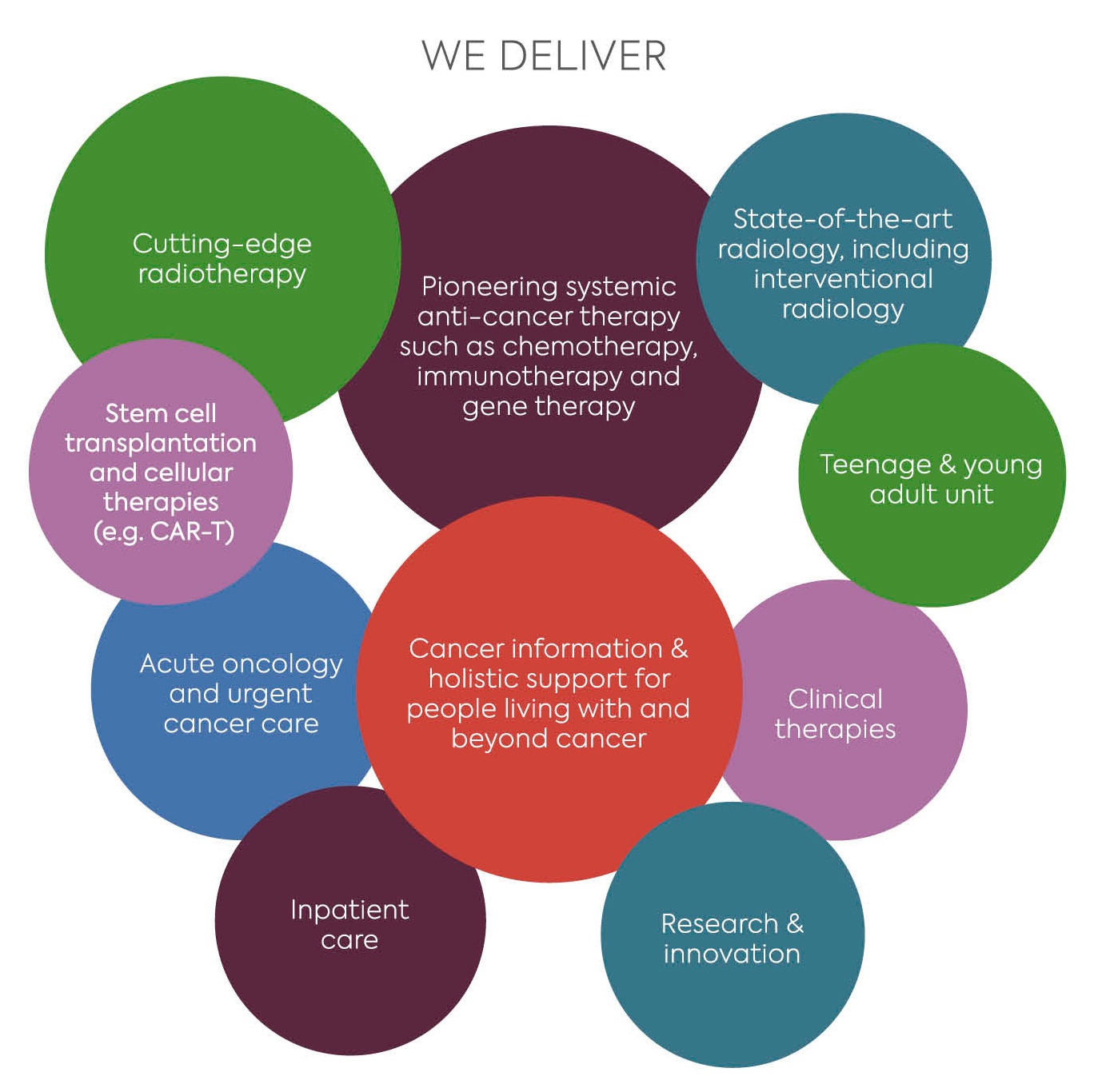 diagram showing what services are available at The Clatterbridge Cancer Centre
