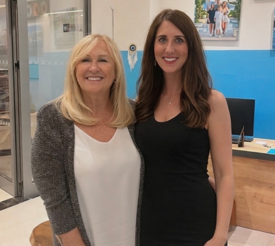 Two women smiling