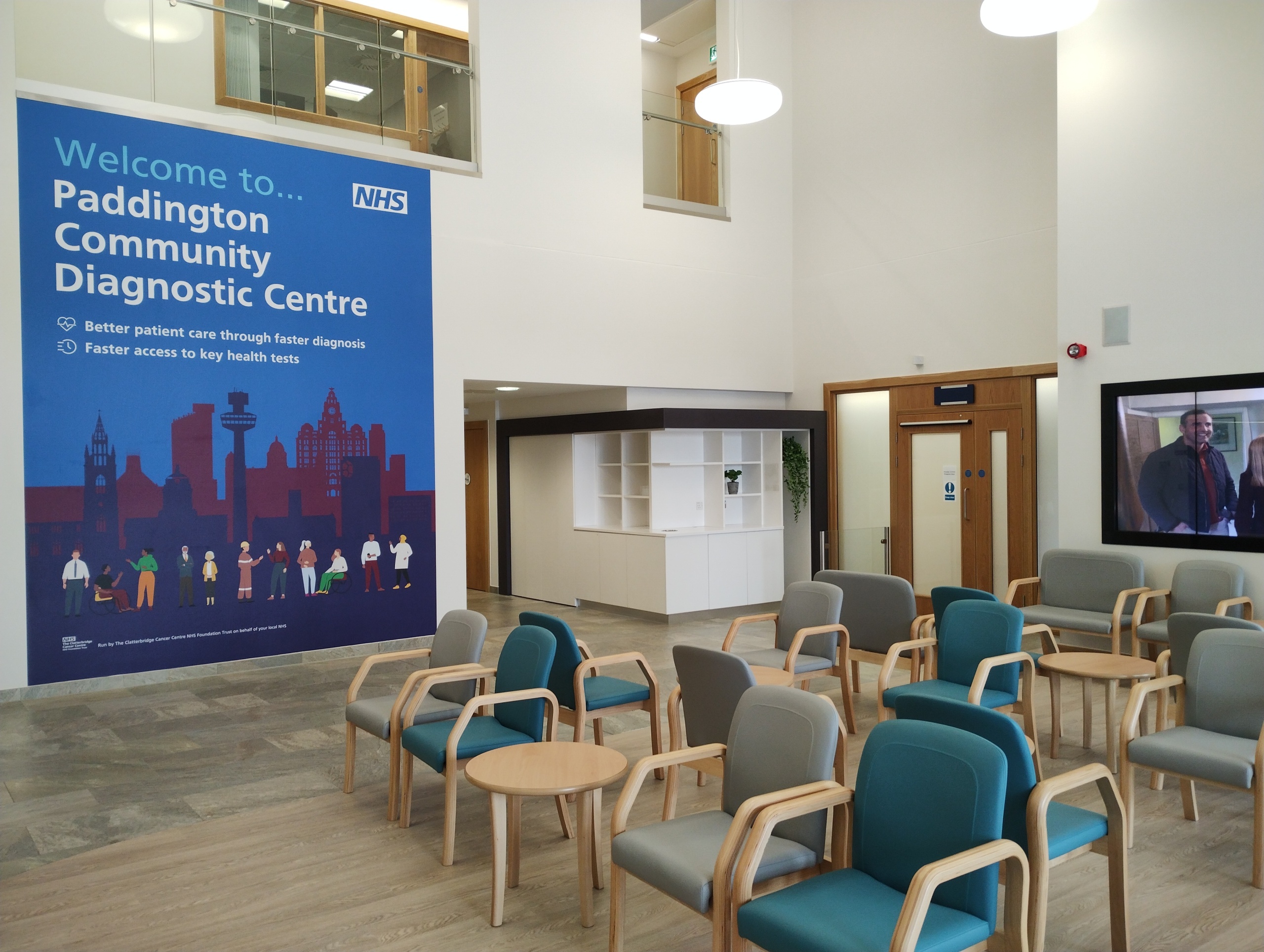 Picture of the reception and waiting area in the new diagnostic centre