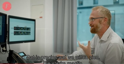Screengrab of Dr Joe Sacco at a computer, taken from the Dutch documentary